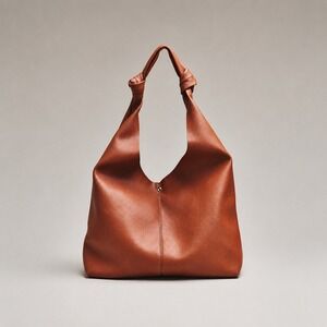 Anthropologie | Love Knot Oversized Slouchy Faux Leather Shoulder Bag Brown